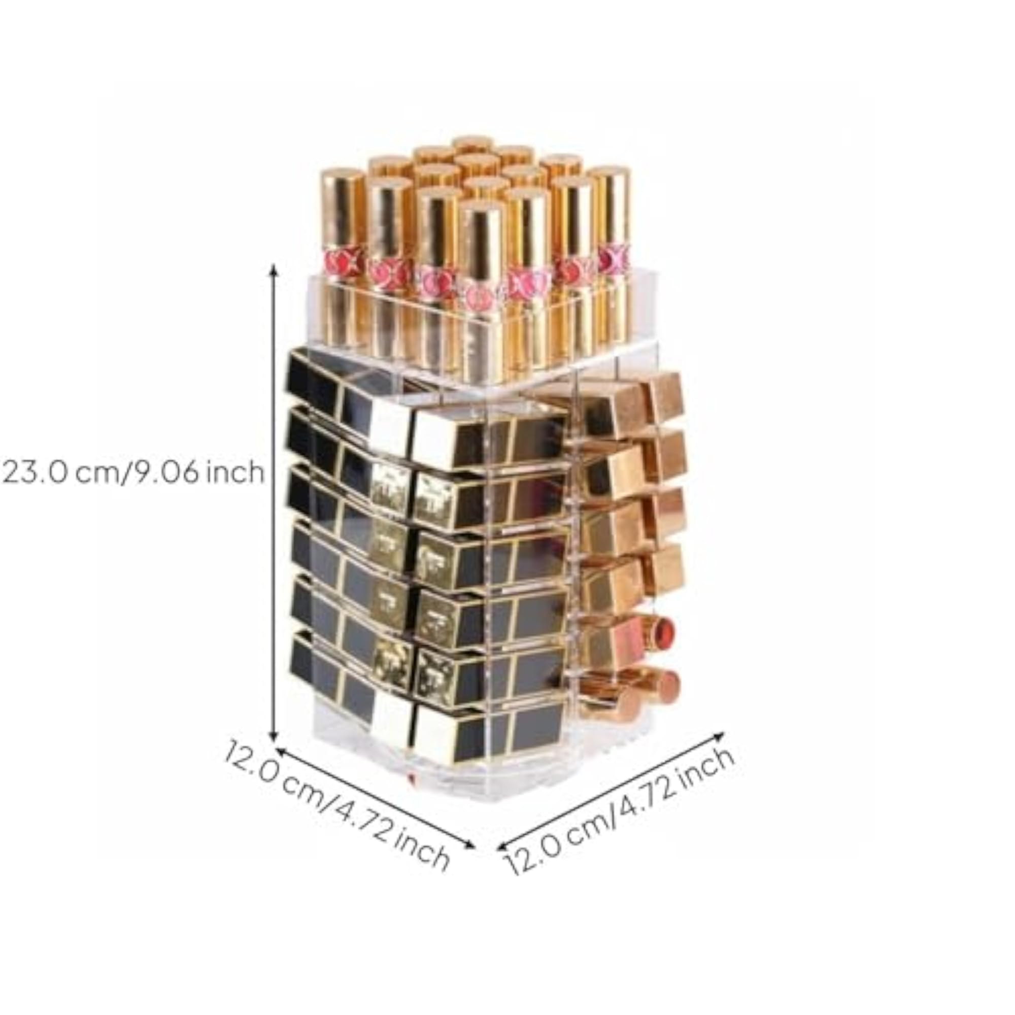 Clear Acrylic Rotating Lipstick Organizer, 360 Degree Makeup Storage Box