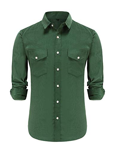 Chemise en velours côtelé manches longues pour homme en taille grande 3XL
