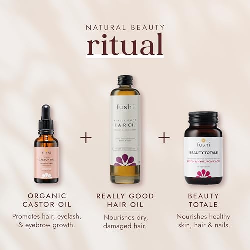 Fushi Organic Castor Oil - 30ml 100% Pure Cold & Fresh-Pressed For Dry Skin & Hair Growth, Eyelashes & Eyebrows Hexane Free Food-grade for inner health Sustainably Sourced