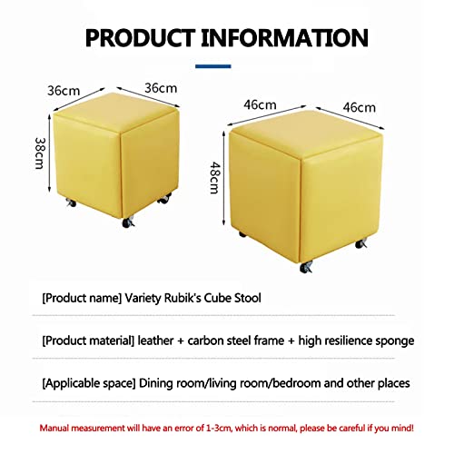 Chaise tabouret empilable 5 en 1 pouf cube modulable en cuir salon compact - 3