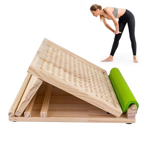 F Fityle Wadendehner Schrägbrett aus Holz, Slant Board mit verstellbare Winkel, Verstellbar Wadenstrecker, Mobility Balance Board für Zuhause Wadenstreckung, Fitnessstudio, Outdoor-Gebrauch, Stil b