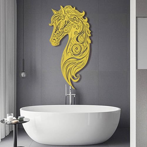 Décoration murale métal cheval doré 75x150 grand format