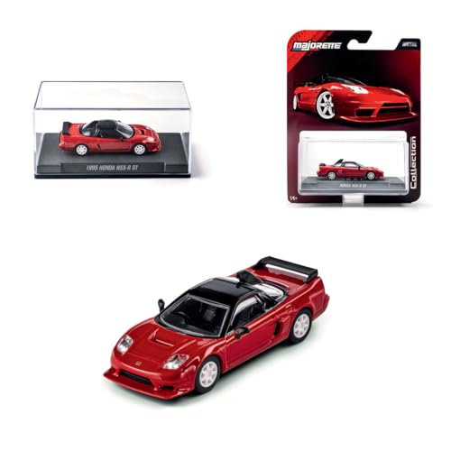 Majorette Collection 1995 Honda NSX-R GT, carro de metal vermelho e preto, escala 1:64, rodas de borracha, faróis transparentes, expositor com parafuso, colecionador especial de 14 anos (8505001005)