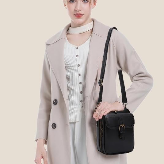 Leather Crossbody Bag for Women,Anti-Theft Messenger Bag with Large Capacity,Built-in Purse Card Slots Shoulder Sling Bag - Image 9