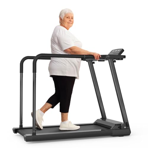 Image of Walking Treadmill for Senior with Long Handrail, Portable Foldable Exercise Treadmill with Stable and Safe Structural Design and Large LED Display 300 Lbs Capacity for Home /Office