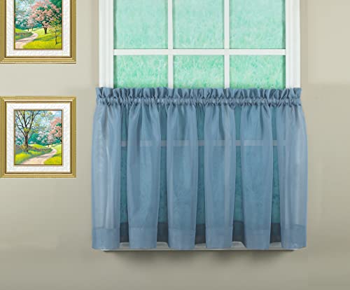 Today's Curtain Emelia Original Voile Tier Pair 36", Wedge Blue, 60" W x 36" L