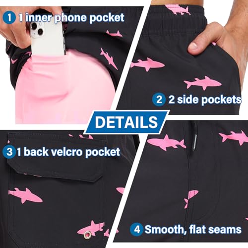 Mens Swim Trunks Swimsuits Board Beach Shorts with Compression Liner Quick Dry 7'' Inseam Trunks Board 1 Pack Swimwear4