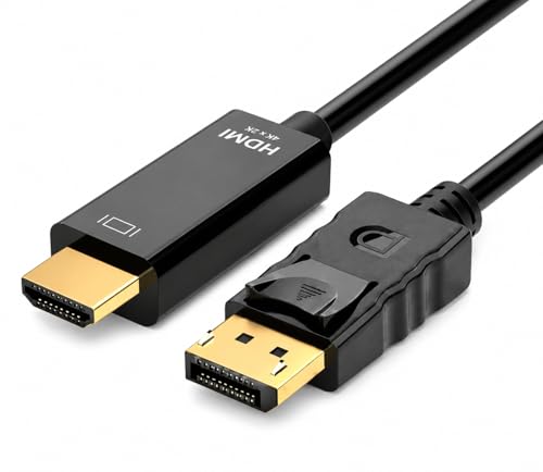 DisplayPort to HDMI Cable 1.8M (6ft) 4K DP to HDMI Adapter Cable One-Way High-Speed DP 1.2 to HDMI 1.4 for PC Laptop Monitor TV & Projector