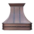 SINDA Classic Hammered Solid Copper Range Hood with High Airflow Cenrtifugal Blower, Stainless Steal Vent with Liner and Internal Motor, Baffle Filter, H3 302127ST, 30"Wx27"H, Wall Mount