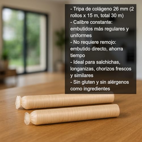 Miniatura 3 de Tripa De Colágeno Para Embutir De 26mm Pack De 2