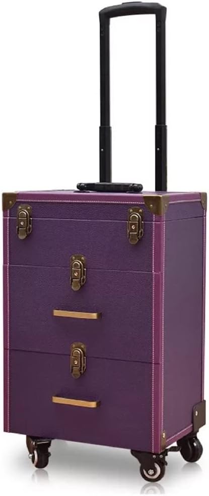 Rolling Luggage Makeup Kit​​​Beauty Suitcase Wheeled Cosmetic Bag Nail Art Tattoo Trolley(D)