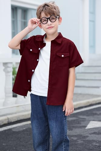 Image of SANGTREE Summer Button Down Shirts Cottn Tops for Men Women Boy Girl