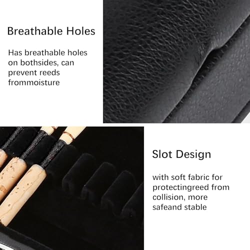 qczoyp PU Leather Oboe Reed Case: 2 Layers Reed Protective Holder Case for 20pcs Oboe Reeds, Oboe Reeds Sponge Slot Storage Box, Metal Press Latch, 7.87x3.94x1.8In - Thumbnail 3