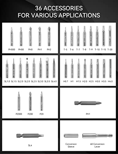 Dowox Cordless Electric Screwdriver Rechargeable Set, 4V Usb Rechargeable Lithium Battery, 1/4" Hex Magnetic Bit Holder, 36Pcs Power Screwdriver Bits, Led Work Light And Storage Box #TOP2