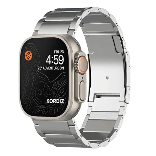 Correa de metal para Apple Watch, 44 mm, 49 mm, 46 mm, 45 mm, para hombre y mujer, acero inoxidable, correa de repuesto para Ultra Series 11, 10, 9, 8, 7, 6, 5-1 SE, titanio, negro, plata, 42mm