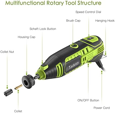 Rotary Tool, Tadeto 160W Rotary Multi Tool Kit 8000-33000 RPM with Flexible Shaft, 101 Accessories , for Milling, Cutting, Engraving and Drilling