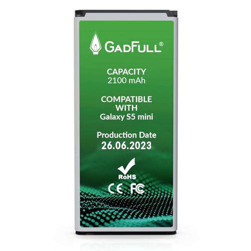 GadFull Batería de reemplazo para Samsung Galaxy S5 Mini | 2023 Fecha de producción | Corresponde al Original EB-BG800BBE | Compatible con SM-G800F | Duos SM-G800H batería de Repuesto
