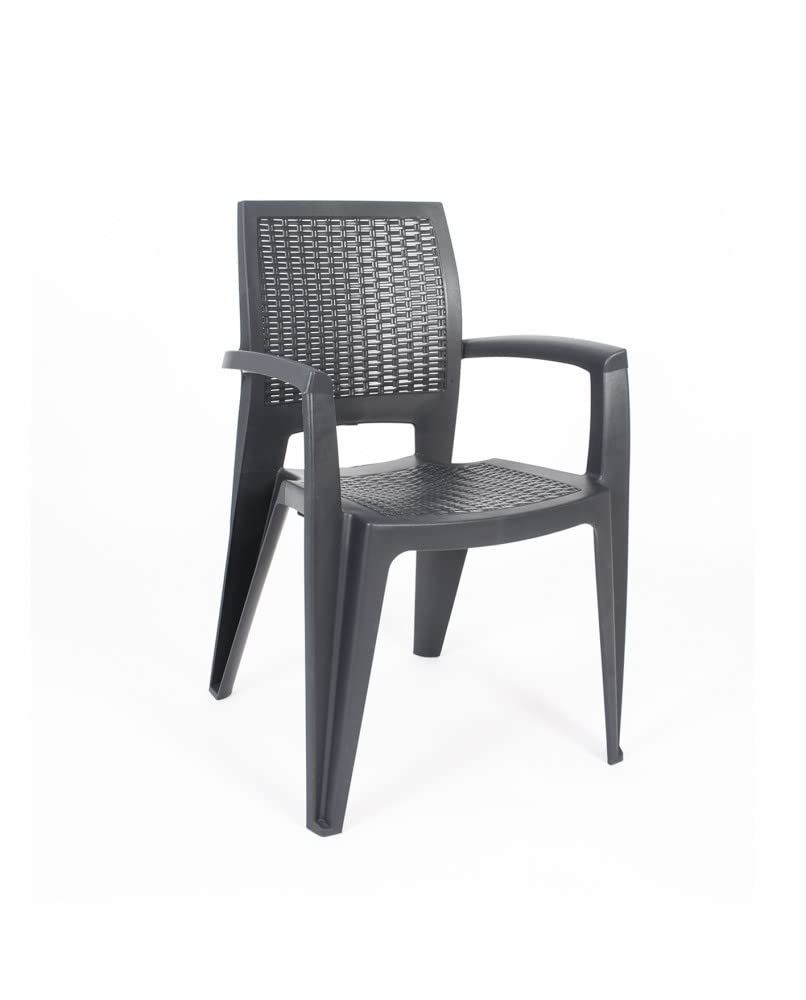 CREVICOSTA QUALITY MARK MARCAS DE CALIDAD - Conjunto Mesa Viana Redonda + 4 sillas Caribe de Resina (Antracita)