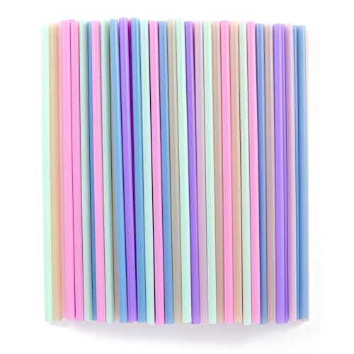 [100 Pcs] Colorful Disposable Plastic Drinking Straws - 8.26" Long & 0.24" Diameter Cute Straws for Juice