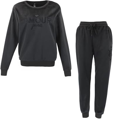 Women's Fleece Tracksuit 2-Piece Set – Loungewear Jumper & Track Pants – L'Amour Style