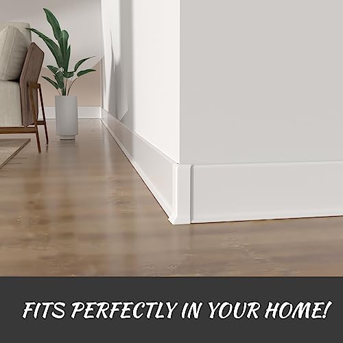 COUKIU Self Adhesive Baseboard Corner Blocks, 6inch(Width)3 Inside + 3 Outside Corners-Connector Between The Wall Base Cove Base Rubber Moulding Trim, Perfect Match for Our S152 Baseboard(White) by COUKIU - Image 5