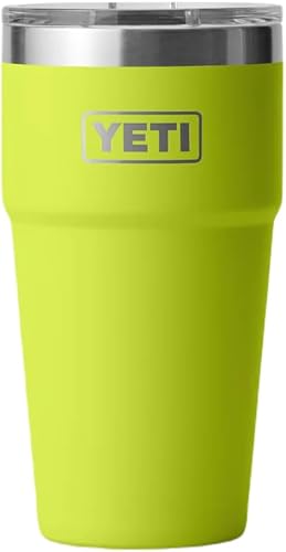 YETI Rambler - Vaso apilable de 16 onzas, aislado al vacío, acero inoxidable con tapa MagSlider, color verde amarillento