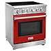 KOSTCH 30 inch Professional Electric Range with 5 Heating Elements Cooktop, 4.55 Cu. Ft. Convection Oven Capacity, Smooth Glass Top, in Stainless Steel, KOS-30RE06H (Red)