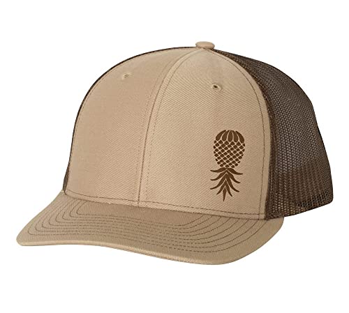 Image of Trenz Shirt Company Men's Upside Down Pineapple Embroidered Mesh Back Trucker Hat Baseball Cap