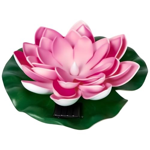 TaimeiMao Lanterna solare galleggiante, loto, 17,5 x 6 cm, luci di loto galleggianti, lampade solari per esterni, fiori di loto, ninfee artificiali, per luci da giardino e laghetti (rosa)