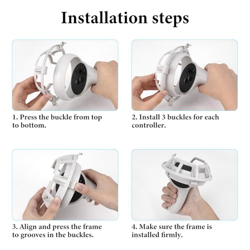Image of Geekria Anti-Collision Protection Frame Cover Set Compatible with Meta Quest 2, Handle Bumper Guard Set, VR Handle Stand Anti-Drop Protector, VR Game Accessories (White)