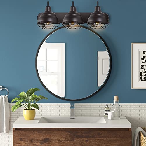 Image of JONATHAN Y Levi 3-Light Vanity 24.5 inch Industrial Metal, Oil Rubbed Bronze