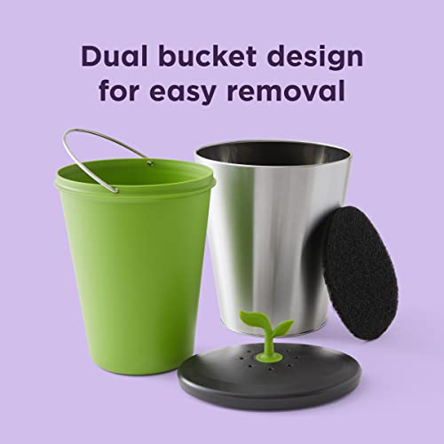 Chef'n Ecocrock Countertop Compost Bin, 3.3 Liter, Steel Gray #TOP2