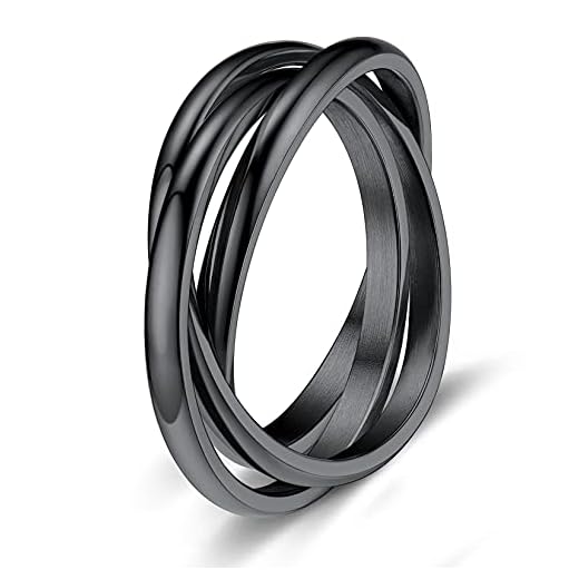 Black Wedding Ring Black Band Interlocked Rings Size 12