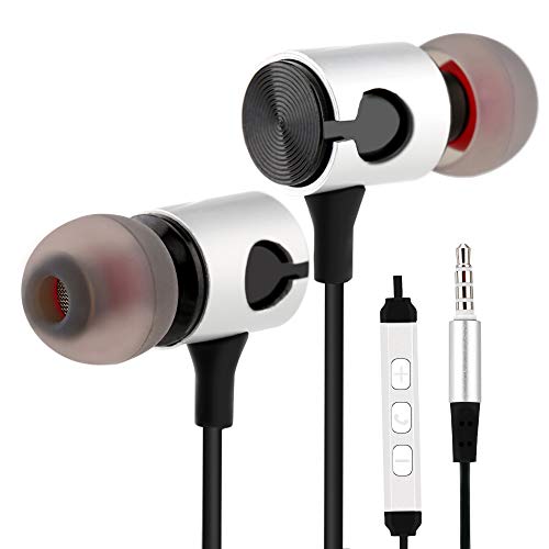 RiJuva Earphones Wired Earbuds with Microphone and Volume Metal Stylish Noise Isolating Compatible