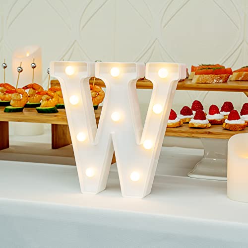 Image of Restaurantware Illumify 8.7 x 1.2 x 8.7 Inch Light Up Letter 1 Durable Marquee LED Light - Letter W Touchproof White Plastic Party Light Keyhole Slot For Parties Weddings Or Special Events