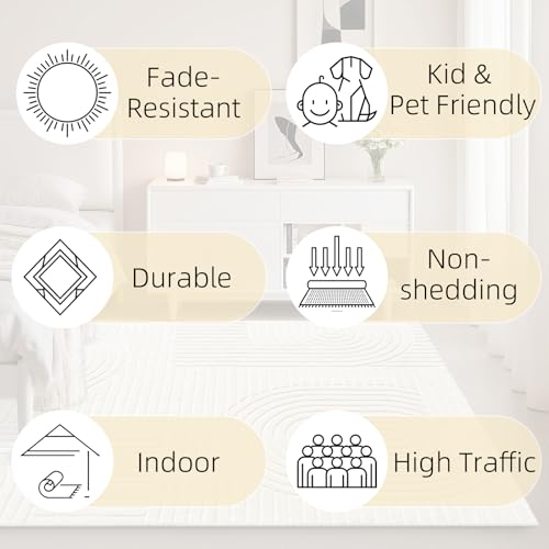 Tapete decorativo beige 8x10 pies lavable antideslizante miniatura 4