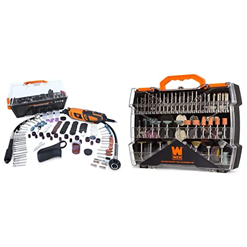 WEN 23190 1.3-Amp Variable Speed Steady-Grip Rotary Tool with 190-Piece Accessory Kit, Flex Shaft, and Carrying Case & WEN 230282A 282-Piece Rotary Tool Accessory Kit with Carrying Case