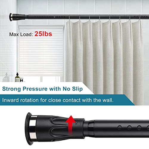 Black Shower Curtain Rod - 43-73 Inches Tension Curtain Rod No Drilling, Never Rust Spring Tension Rod Heavy Duty For Bathroom, Shower Stall, Windows, Rv #TOP2