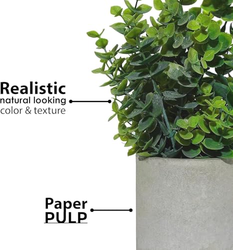 Exysh Fake Plants Set Of 4 Artificial Plants Indoor Mini Pot Faux Plant Foliage Eucalyptus Rosemary Succulent For Coffee Table Home Room Decor Bedroom Office Kitchen Garden Shelf Desk & Outdoor - 4