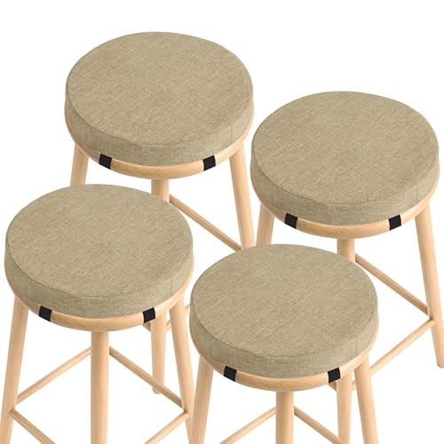 Image of AddGrace Round Bar Stool Cushions 4 Pack Bar Stool Seat Cushion Non Slip Round Chair Pads with Removable and Washable Cover 12x12 Inch Beige