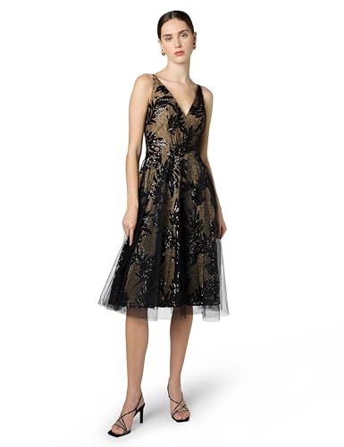 Dress the Population Women's Courtney Sleeveless Veiled Fit