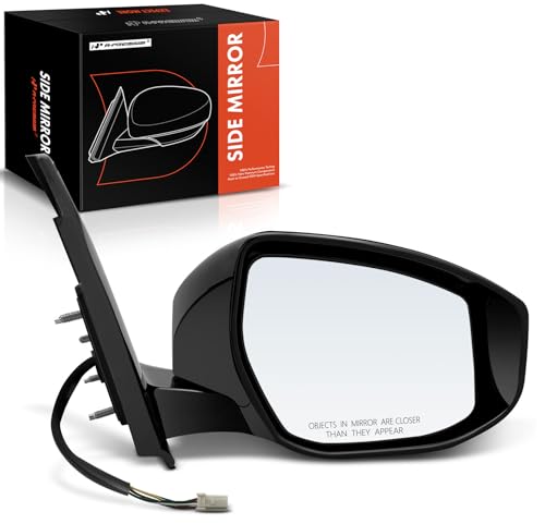 A-Premium Passenger Side Power Door Mirror - Compatible with Nissan Maxima 2016-2023 - Heated Manual Folding Black Smooth Outside Rear View Mirror w/Turn Signal - Replace# 963019DD1C