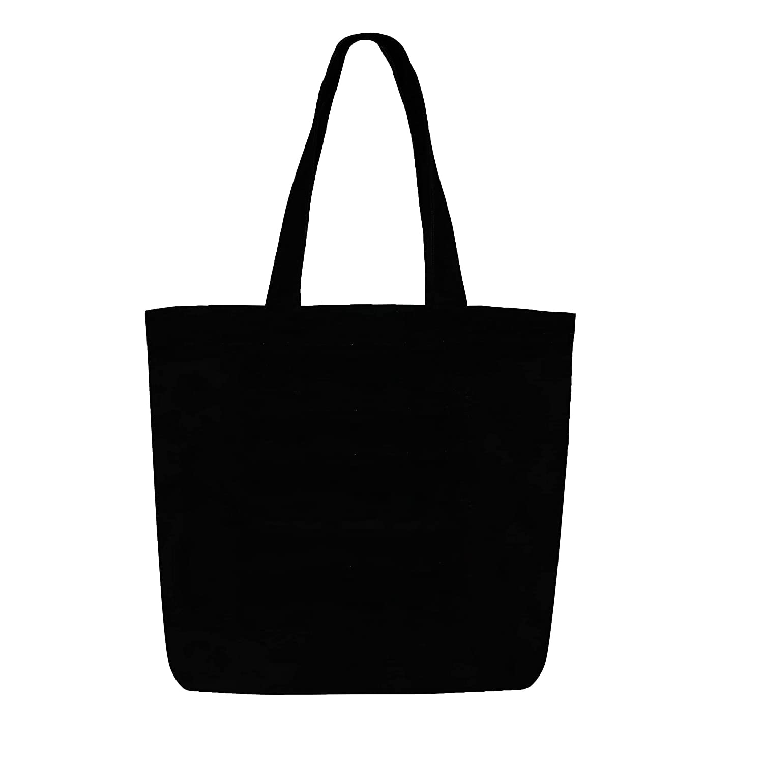 GenericGujvilla Branded Unisex Diy Plain Solid Black Canvas Tote Bag celebrity choice (Zip Closure, Black)