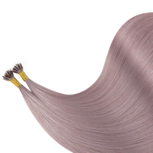 Image of YoungSee Nano Beads Hair Extensions Human Hair Light Purple Nano Hair Extensions Human Hair Purple Nanoring Extension 14 Inch for Short Hair Silky Straight 25 Strands 25g