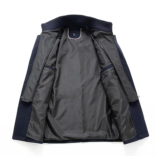 PRIJOUHE Men's Wool Blend Jacket Single Breasted Slim Fit Thick Winter Windproof Pea Coat with Removable Scarf4