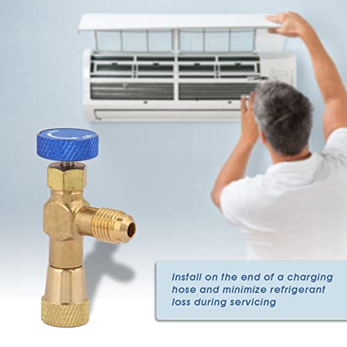 Válvula de control KIMISS de 1/4" para manguera de carga de refrigerante R22, herramienta para reparación de líneas de aire acondicionado miniatura 3