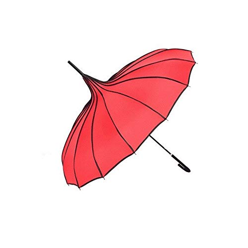 長傘 女性ビッグ大ロングハンドルゴシッククラシック防風タワーパゴダ傘雨 Yingkou (Color : レッド, Size : 1)
