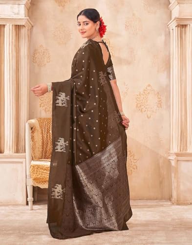 Image of SIRIL Women's Banarasi Soft Silk Saree Pure Silk with Unstitched Blouse Piece