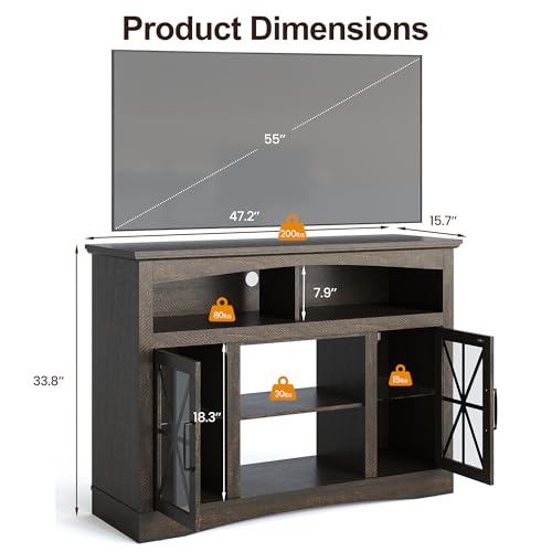 Image of RoyalCraft Farmhouse TV Stand for 55 Inch TV, Entertainment Center