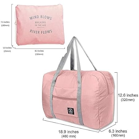 Portible Foldable Travel Duffel Bag, Waterproof Carry On Luggage Bag, Lightweight Travel Luggage Bag for Sports, Gym, Vacation (Pack of 1). (Travelling Bag - Peach)